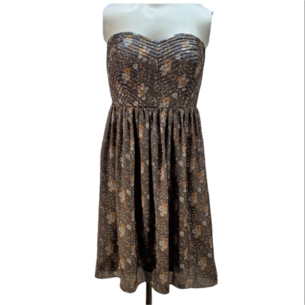 YA Los Angeles Floral Strapless Mini Babydoll Dress S